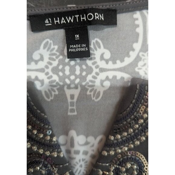 Hawthorn women's tank top blouse size 1X Gray sleeveless  embellished - Picture 7 of 8